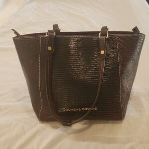 Dooney & Bourke Janie Tote Lizard Espresso Brown Leather